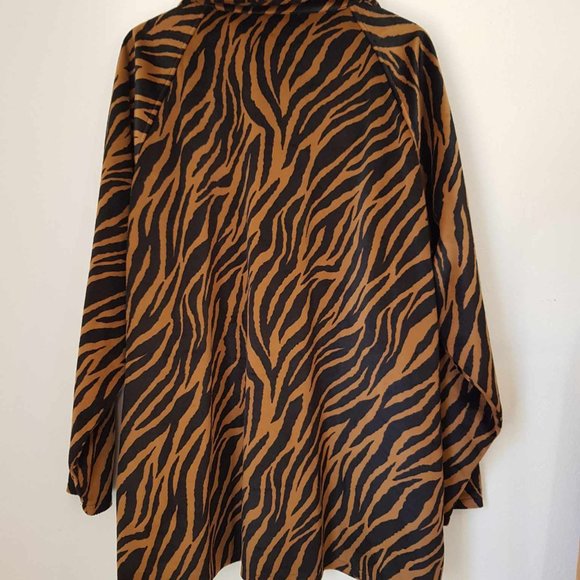 Vintage Velvet Fluffly Tiger Animal Print Coat Womens Jacket XL XXL - Picture 2 of 5